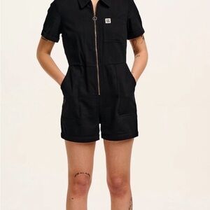 Lucy & Yak Black Riley Shorts Jumpsuit